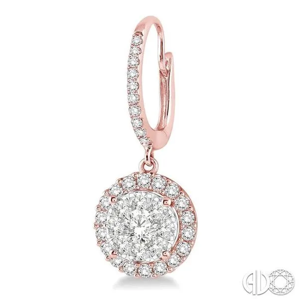 1 Ctw Round Cut Diamond Lovebright Earrings in 14K Rose and White Gold Image 3 Becker's Jewelers Burlington, IA