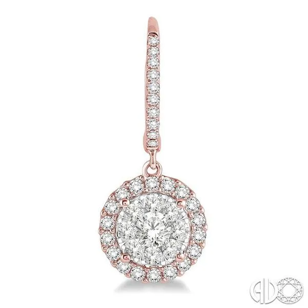 1 Ctw Round Cut Diamond Lovebright Earrings in 14K Rose and White Gold Image 2 Becker's Jewelers Burlington, IA