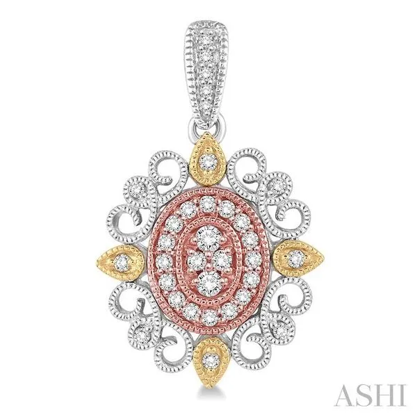 1/3 Ctw Oval Shape Round Cut Diamond Earrings in 14K Tri Color Gold Image 2 Becker's Jewelers Burlington, IA