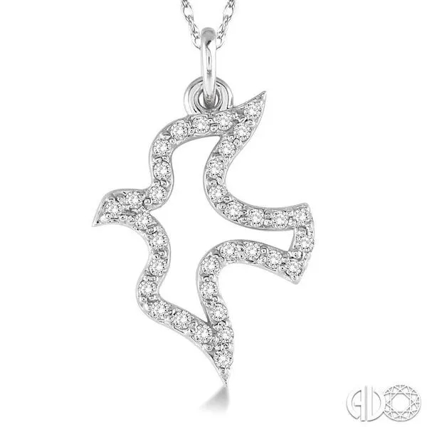 1/6 Ctw Single Cut Diamond Dove Pendant in 14K White Gold with Chain Image 3 Becker's Jewelers Burlington, IA