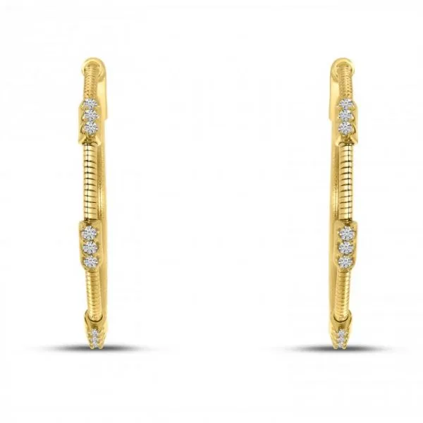 14K Yellow Gold Diamond Flex Hoop Earrings