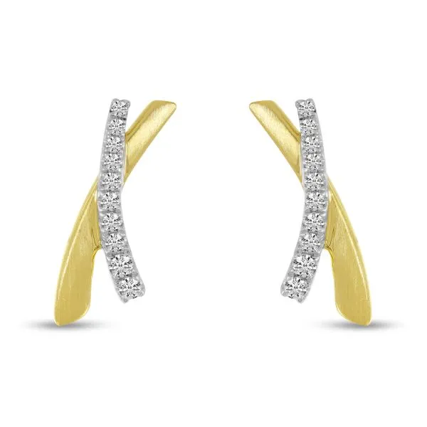 14K Yellow Gold Brushed Gold X Earrings