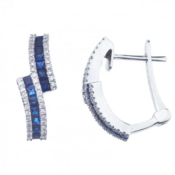 14K White Gold 4mm Cushion Frosted Citrine Cabochon and Diamond Post Earrings