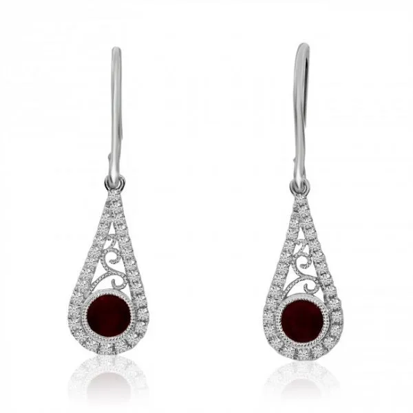 14K Rose Gold large Pear Shape Amethyst with Diamonds Semi Precious Fashion Earr