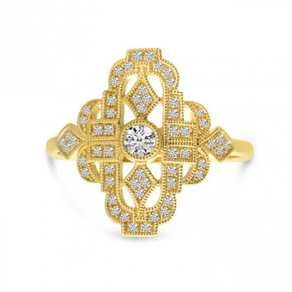 14K Yellow Gold Art Deco Diamond Ring