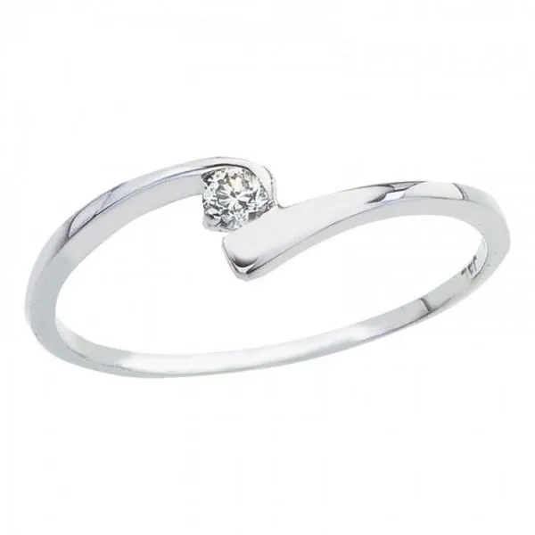 14K White Gold Bypass Diamond Ring