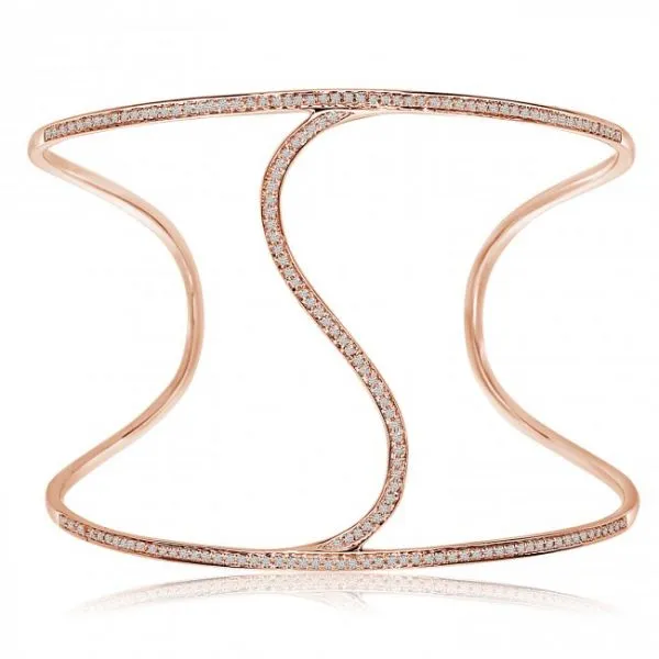 14K Rose Gold ^S^ Cuff Diamond Bracelet