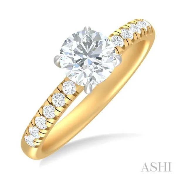1/3 Ctw Circular Shape Round Cut Diamond Semi Mount Engagement Ring in 14K Yellow and White Gold Chandlee Jewelers Athens, GA