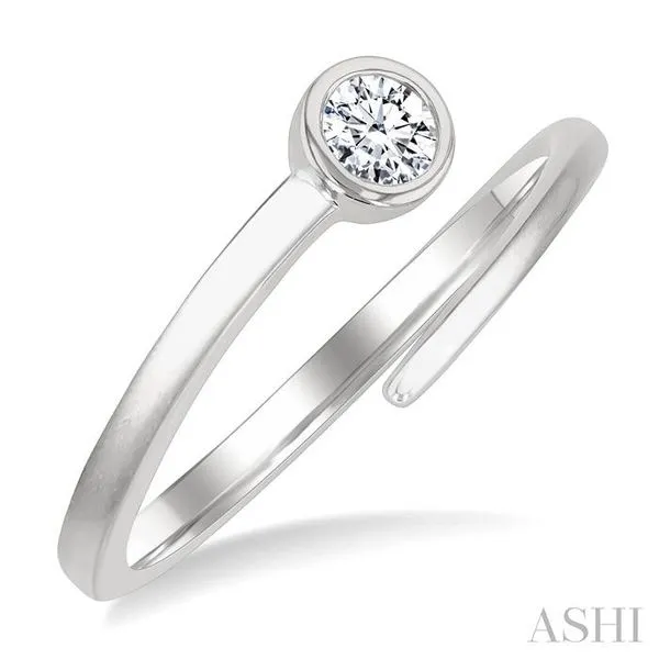 1/6 Ctw Bypass Bezel Set Round Cut Diamond Open Fashion Ring in 14K White Gold Chandlee Jewelers Athens, GA