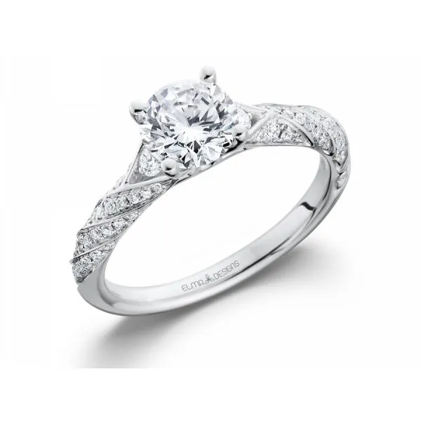 18k white gold engagement ring set with 0.26 carats of diamonds (excluding center stone)