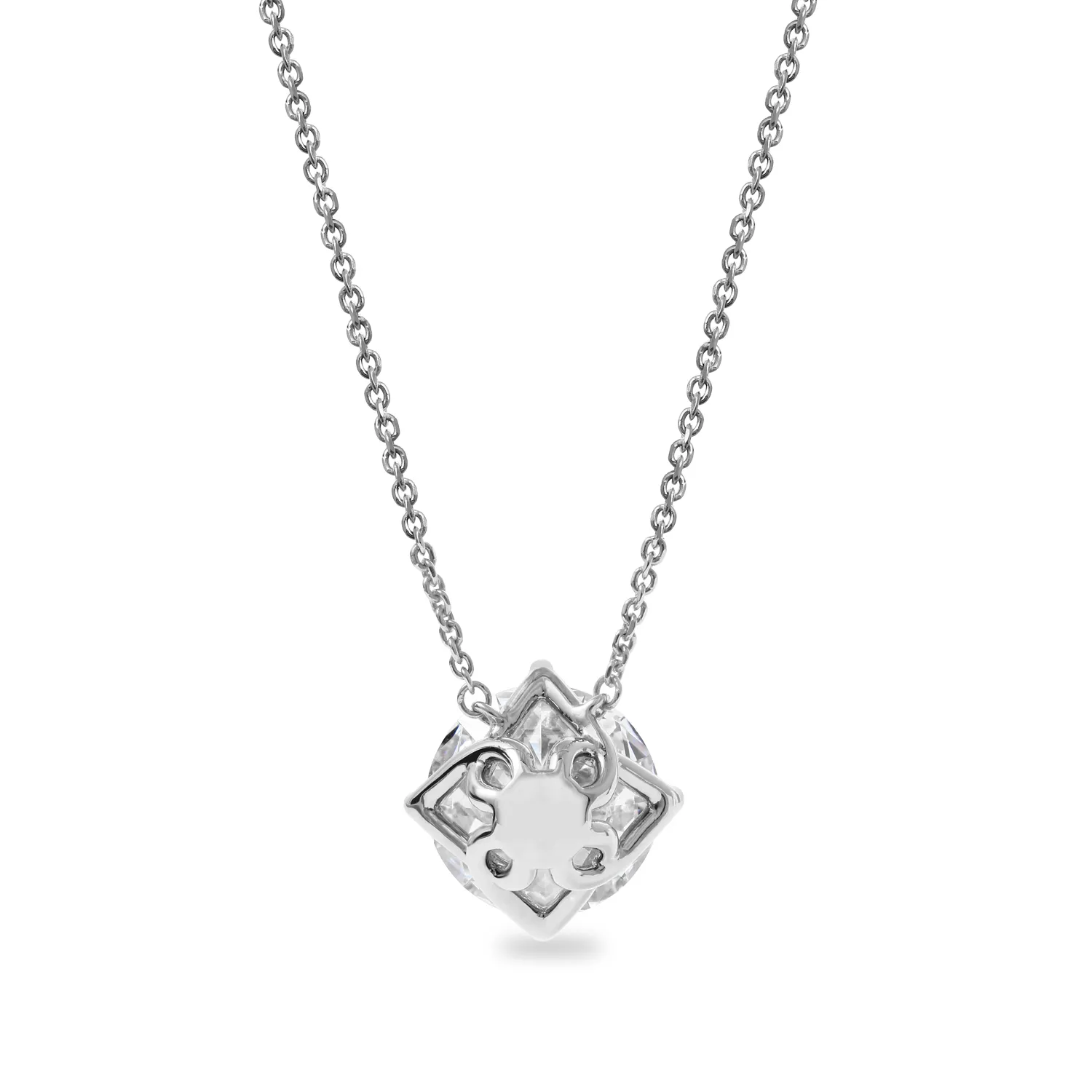 Back Signature White Gold Round Diamond Pendant