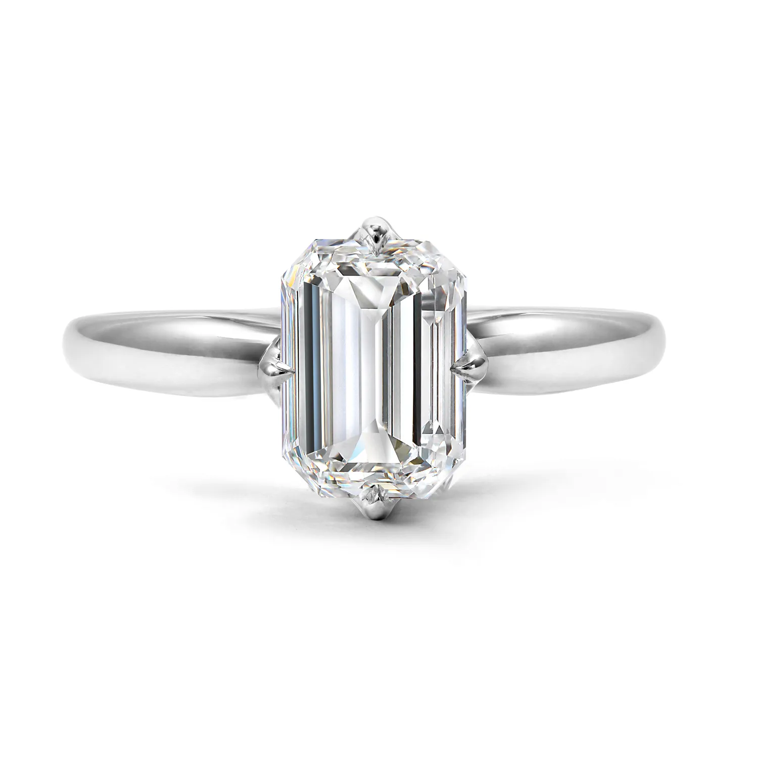 White Emerald Solitaire Diamond Ring