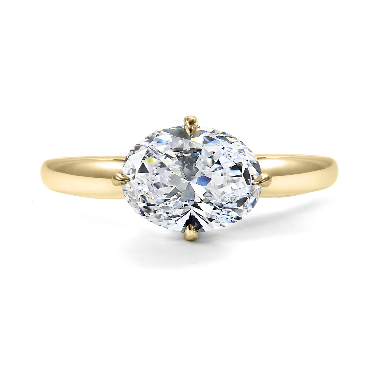 Yellow Gold Oval Solitaire Diamond Ring