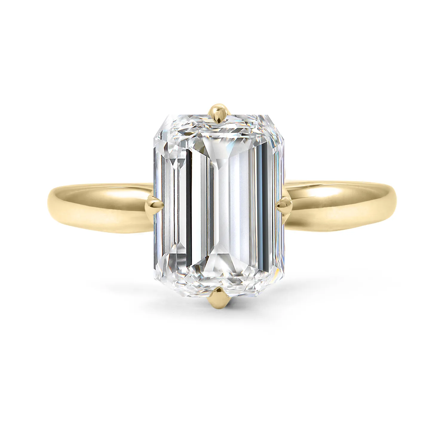 Yellow Gold Emerald Solitaire Diamond Ring