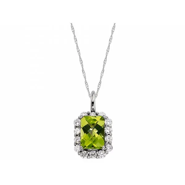 Diamond Halo Peridot Pendant Corwin's Main Street Jewelers Southampton, NY