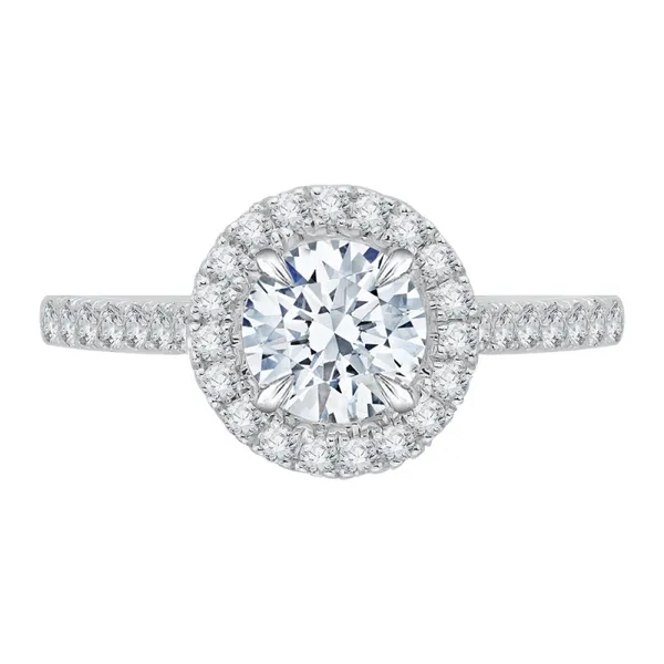 18K Two-Tone Round Diamond Halo Engagement Ring Corwin's Main Street Jewelers Southampton, NY