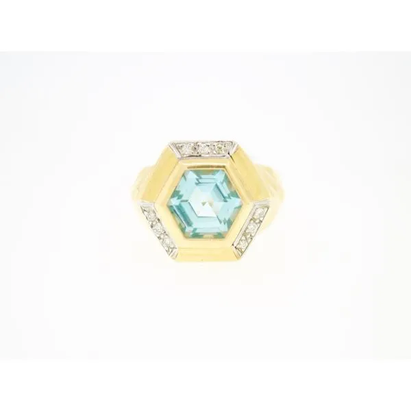 14KY HEXAGON BLUE TOPAZ RING Corwin's Main Street Jewelers Southampton, NY