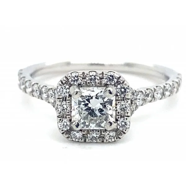 Platinum F/SI1 Asscher Cut Diamond Halo Engagement Ring Corwin's Main Street Jewelers Southampton, NY