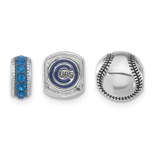 MLB Chicago Cubs Crystal & Enameled 3 Bead Set Image 2 Crews Jewelry Grandview, MO