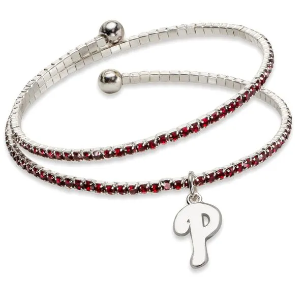 MLB PHILADELPHIA PHILLIES AMPED LOGO CRYSTAL BRACELET Crews Jewelry Grandview, MO