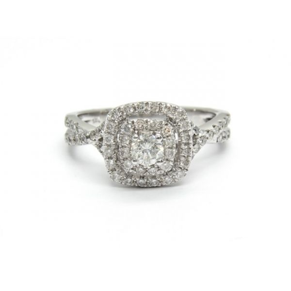 14K White Gold Double Halo Engagement Ring Arezzo Jewelers Elmwood Park, IL