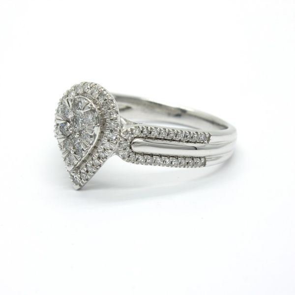 Sterling Silver Pear Halo Cluster Engagement Ring Image 2 Arezzo Jewelers Elmwood Park, IL