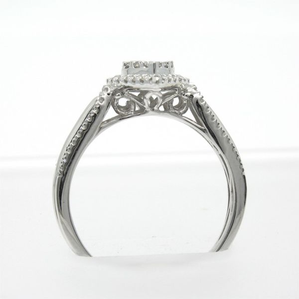 Sterling Silver Pear Halo Cluster Engagement Ring Image 3 Arezzo Jewelers Elmwood Park, IL