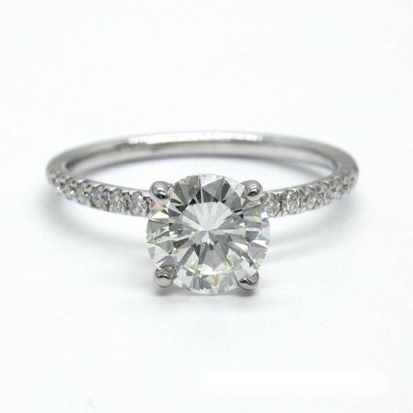 18k White Gold Round Diamond Engagement Ring with Moissanite Arezzo Jewelers Elmwood Park, IL