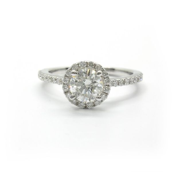 14k White Gold Diamond Halo Engagement Ring Arezzo Jewelers Elmwood Park, IL
