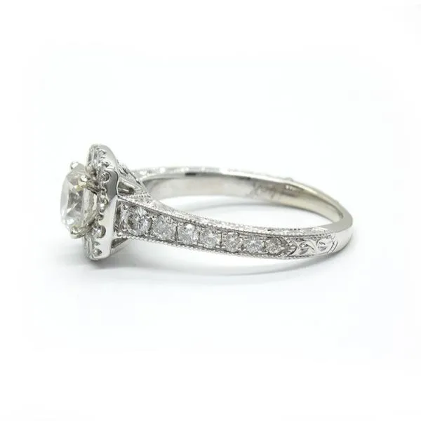 14k White Gold Halo Engagement Ring Image 2 Arezzo Jewelers Elmwood Park, IL