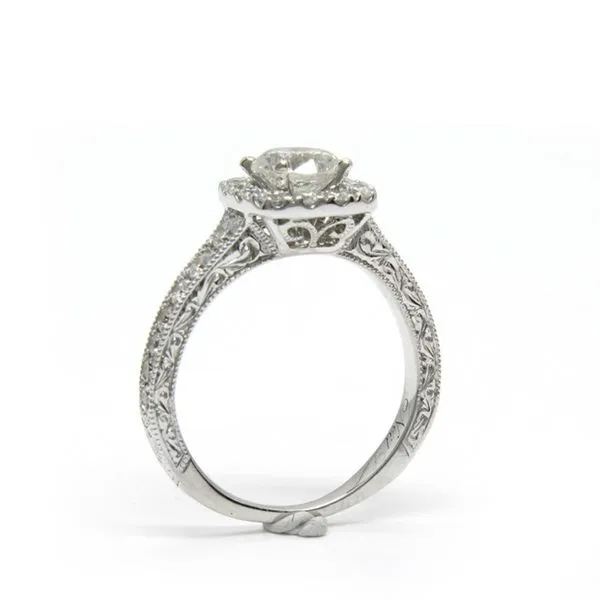 14k White Gold Halo Engagement Ring Image 3 Arezzo Jewelers Elmwood Park, IL