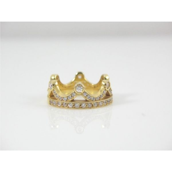 14k Gold & CZ Designer Crown Ring Arezzo Jewelers Elmwood Park, IL