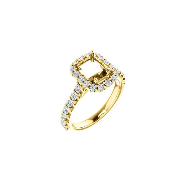 14k Yellow Gold Emerald Halo Engagement Ring Arezzo Jewelers Elmwood Park, IL