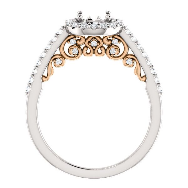14K White & Rose Halo Engagement Ring Image 2 Arezzo Jewelers Elmwood Park, IL
