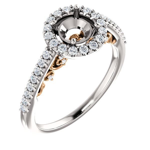 14K White & Rose Halo Engagement Ring Arezzo Jewelers Elmwood Park, IL