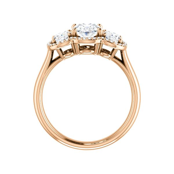 3-Stone Halo-Style Oval Engagement Ring Image 2 Arezzo Jewelers Elmwood Park, IL
