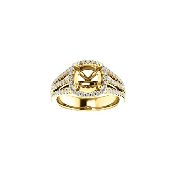 14k Yellow Cushion Halo Engagement Ring Arezzo Jewelers Elmwood Park, IL