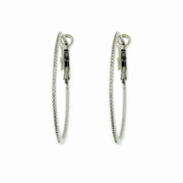 18k White Gold Eye liner Hoop Earrings Image 2 Arezzo Jewelers Elmwood Park, IL