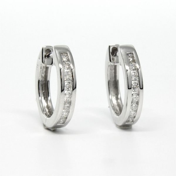 14k White Gold Small Channel Hoop Earrings Arezzo Jewelers Elmwood Park, IL
