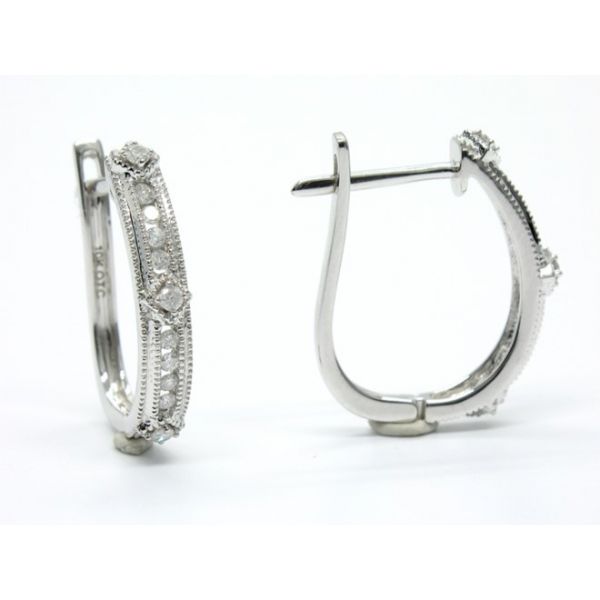 10K White Gold Diamond Hoop Earrings Image 2 Arezzo Jewelers Elmwood Park, IL