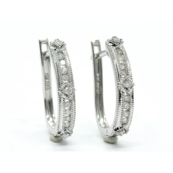 10K White Gold Diamond Hoop Earrings Arezzo Jewelers Elmwood Park, IL