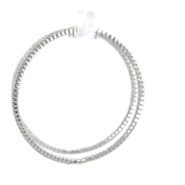Elegant 18K White Gold Medium Inside-Out Hoop Diamond Earrings - Crafted in Italy Image 4 Arezzo Jewelers Elmwood Park, IL