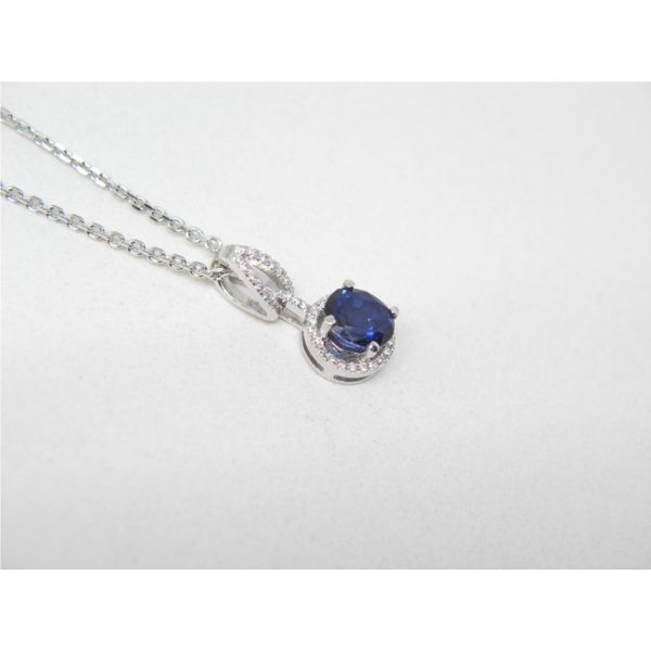 White Gold Diamond & Sapphire Pendant w/ Chain Image 2 Arezzo Jewelers Elmwood Park, IL