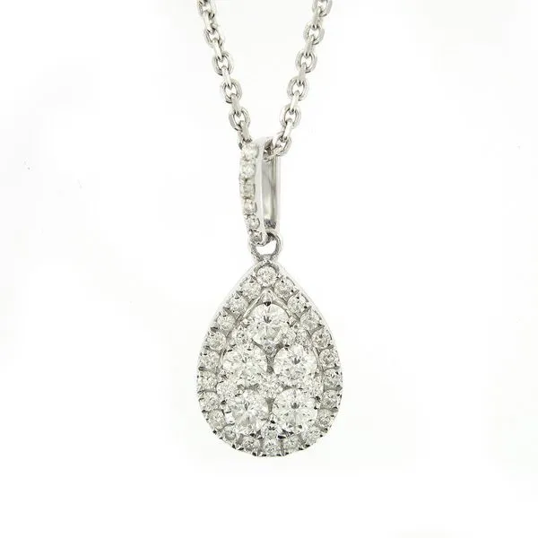 White Gold Diamond Tear Drop Pendant Arezzo Jewelers Elmwood Park, IL