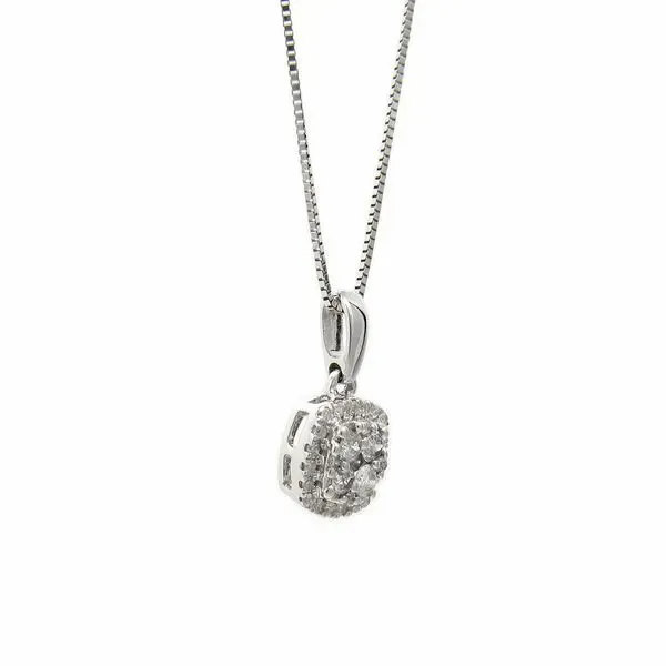 14k White Gold Cushion Diamond Pendant Image 3 Arezzo Jewelers Elmwood Park, IL