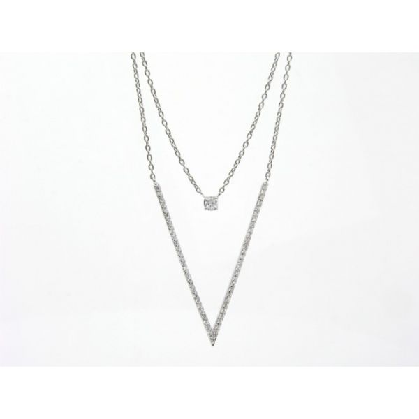 18k White Gold Layered Diamond Necklace Arezzo Jewelers Elmwood Park, IL