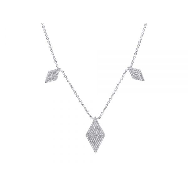 14k White Gold Diamond Shaped Necklace Image 2 Arezzo Jewelers Elmwood Park, IL