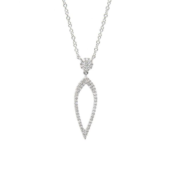 14k White Gold Fancy Diamond Drop Necklace Image 2 Arezzo Jewelers Elmwood Park, IL