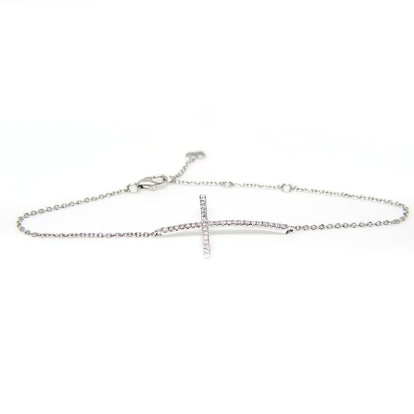 18K White Gold Diamond Cross Bracelet Arezzo Jewelers Elmwood Park, IL