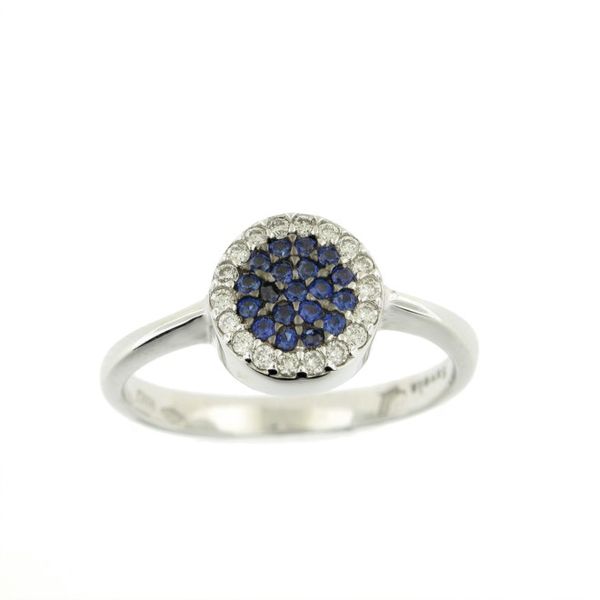 18k Pave Diamond & Sapphire Circle Ring Arezzo Jewelers Elmwood Park, IL